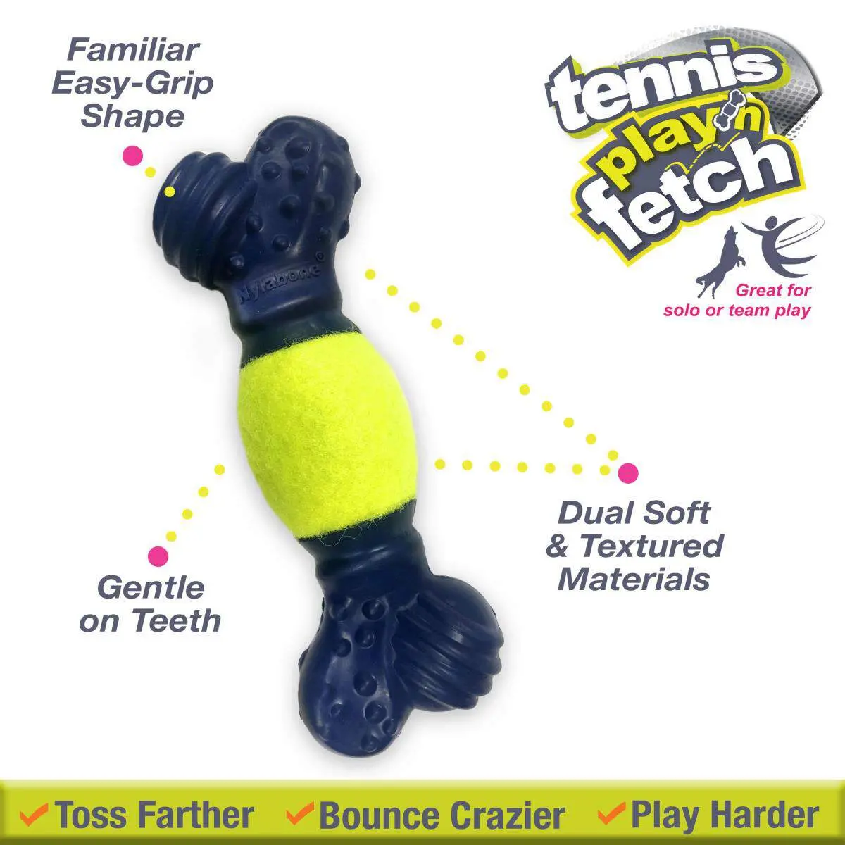 Nylabone Power Play Tennis Play 'N Fetch Interactive Dog Toy 2