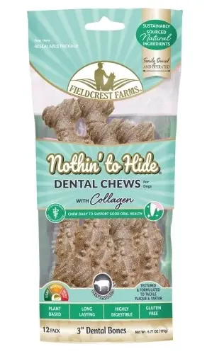 Fieldcrest Farms Nothin' To Hide Dental Bone 3″ Beef 1