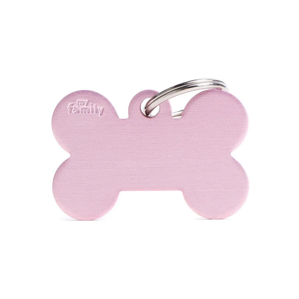 Myfamily Basic Big Aluminum Pink Bone Id Tag 1