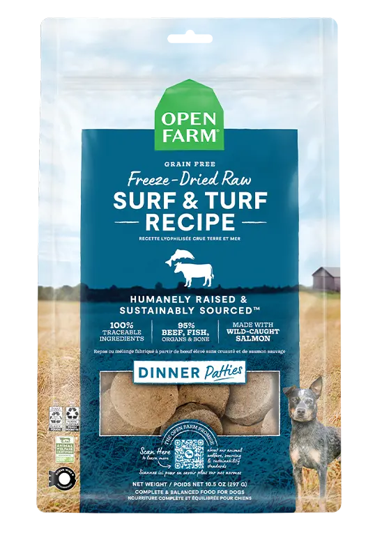 Open Farm Surf & Turf Freeze Dried Raw Patties For Dogs 1
