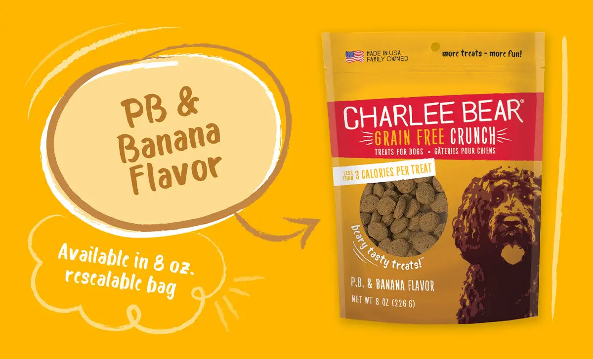 Charlee Bear Grain Free Crunch Peanut Butter & Banana Flavor Dog Treats 2