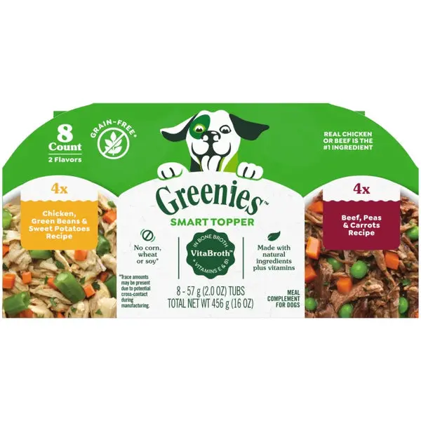 Greenies Smart Topper Wet Mix-In For Dogs, Chicken With Green Beans & Beef Pack 2