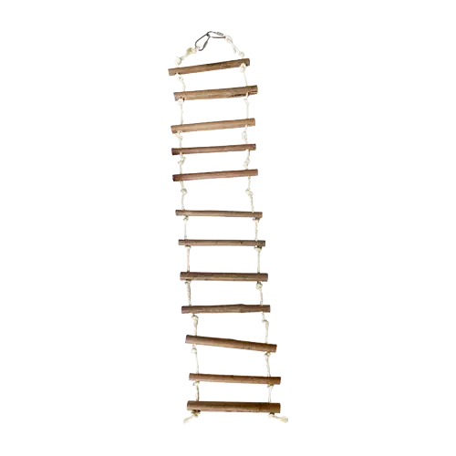 A&E Cage Natural Wood Rope Ladder 1