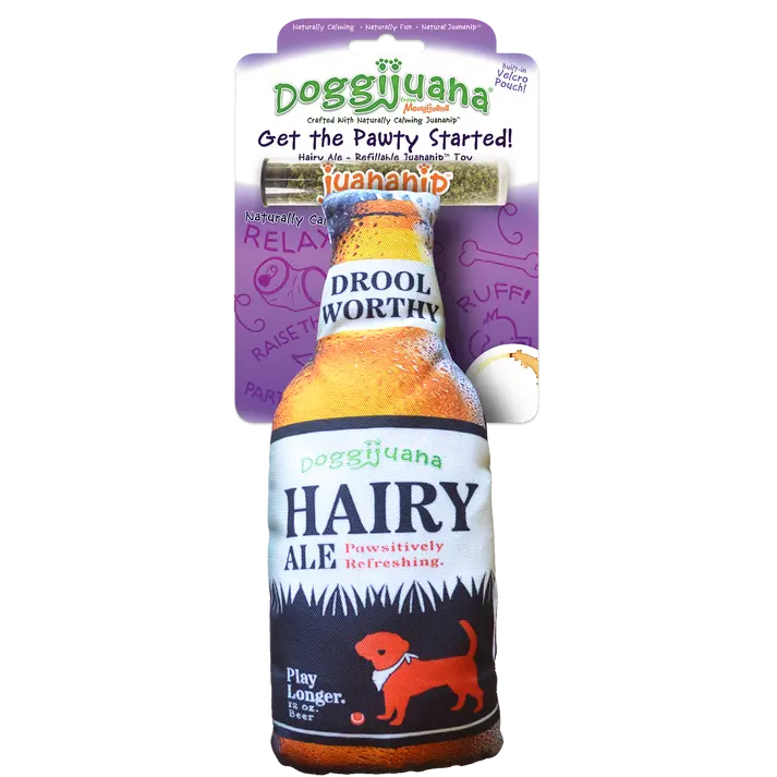 Doggijuana Get The Pawty Started Refillable Hairy Ale Dog Toy 1