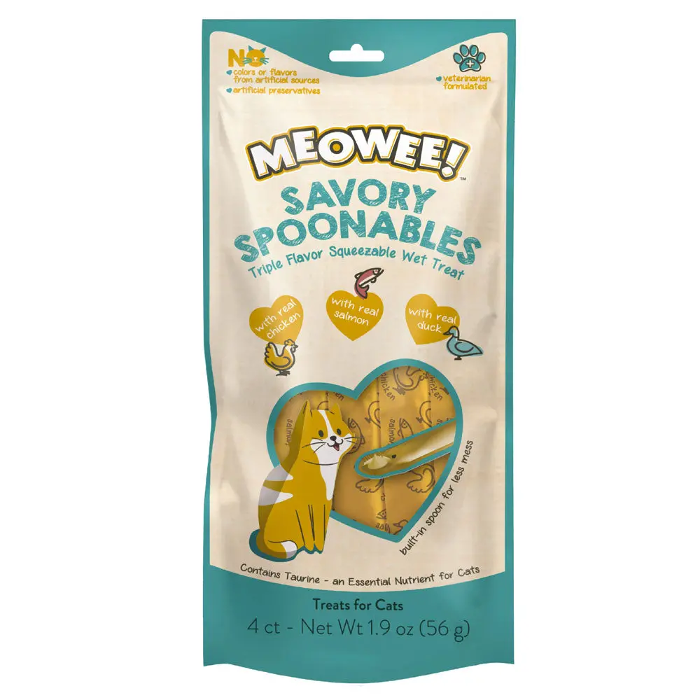 Meowee! Savory Spoonables With Chicken, Salmon + Duck Wet Treats For Cats 1