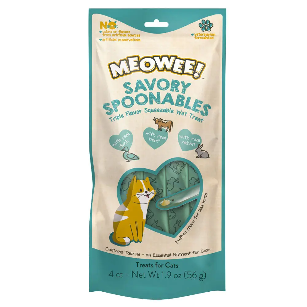Meowee! Savory Spoonables With Duck, Beef + Rabbit Wet Treats For Cats 1