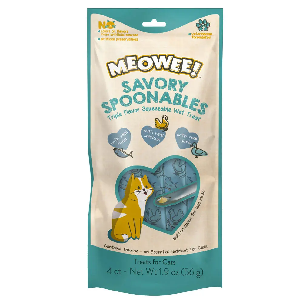 Meowee! Savory Spoonables With Tuna, Chicken + Duck Wet Treats For Cats 1