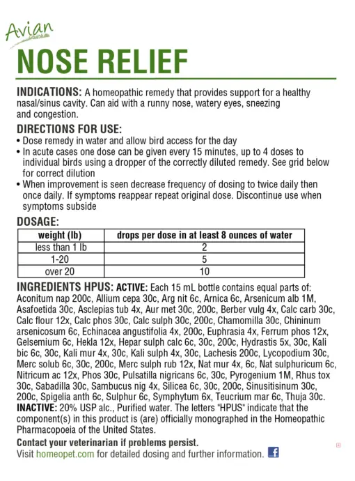 Homeovet Avian Nose Relief 2