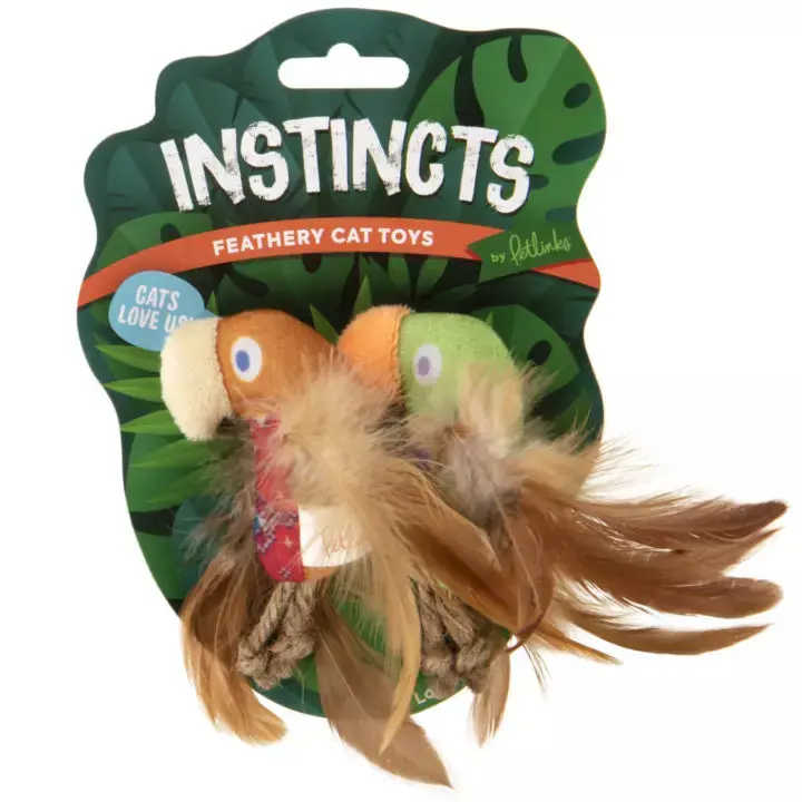 Petlinks® Instincts Love Mates™ Feathery Plush Happynip™ Silvervine & Catnip Bird Cat Toys 1
