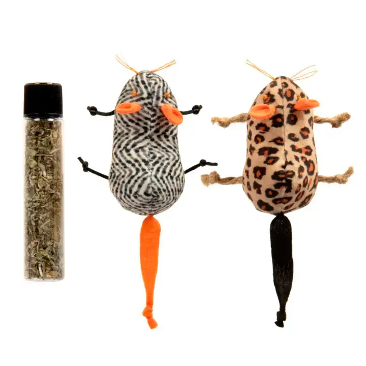 Smartykat Instincts Safari Creepers™ Refillable Plush Rat Cat Toys With 2 Oz Tube Of Happynip® Catnip & Silvervine 1