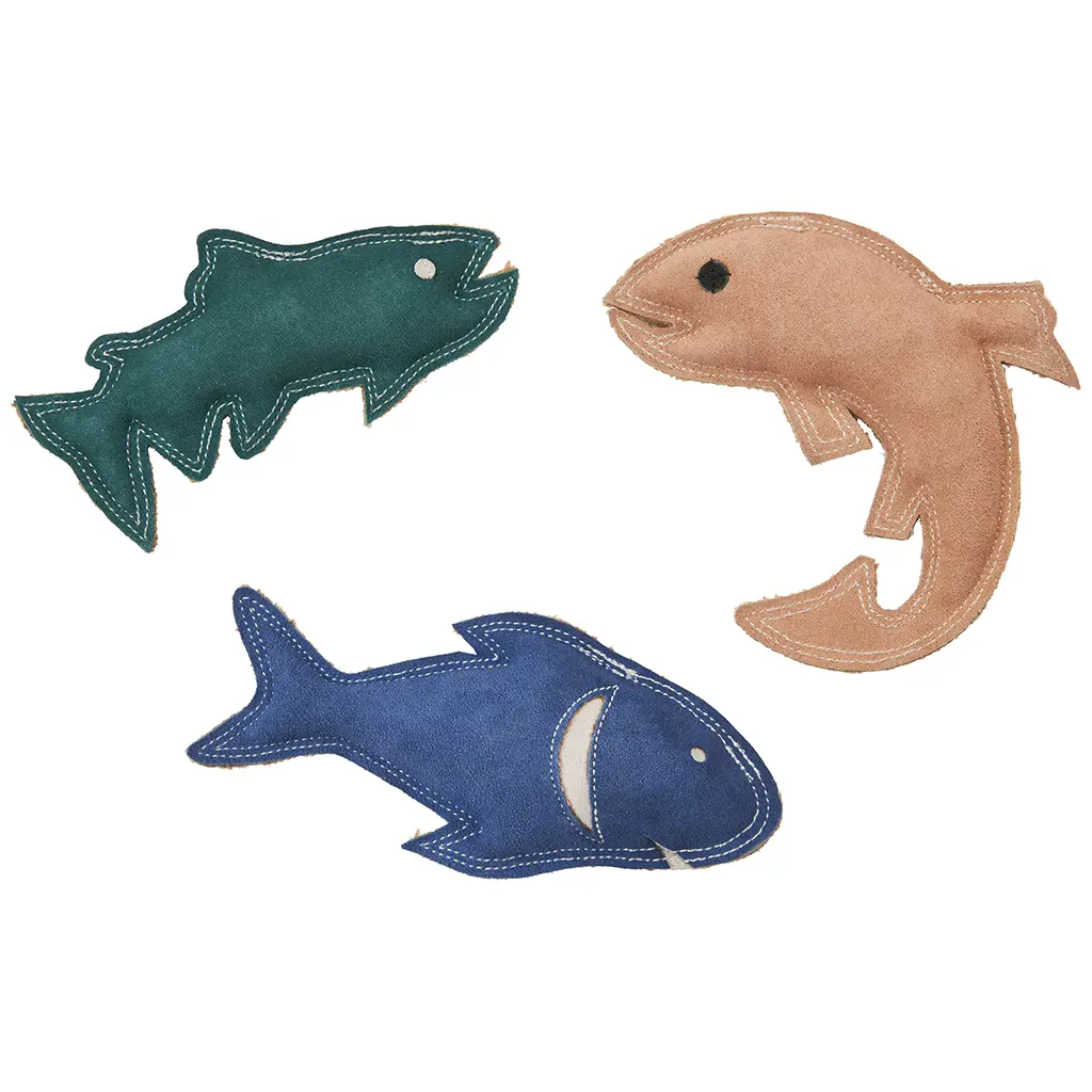 Ethical Spot Dura-Fused Leather Fish Assorted Dog Toy 1