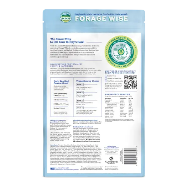Oxbow Animal Health Forage Wise Adult Rabbit Food 1