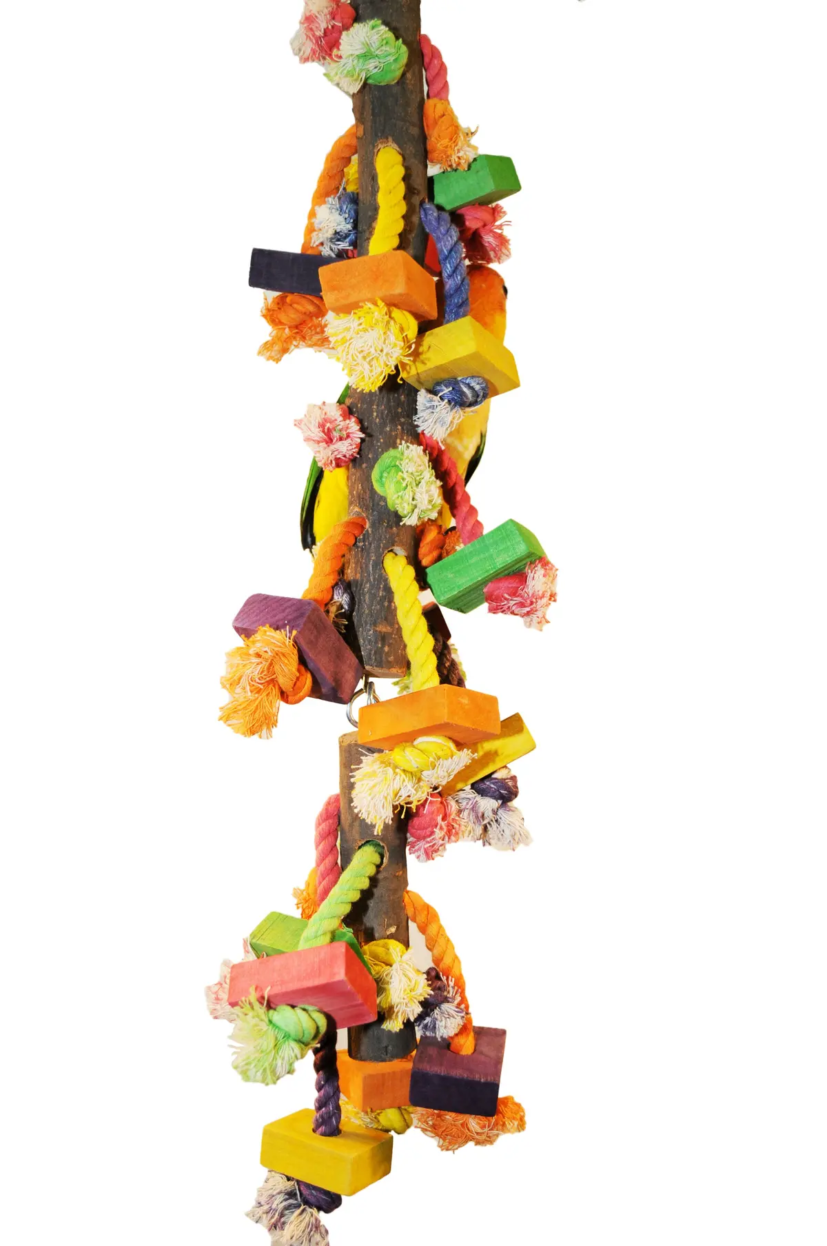 A & E Cage Happy Beaks Hanging Wood Blocks On Rope Large Bird Toy 1