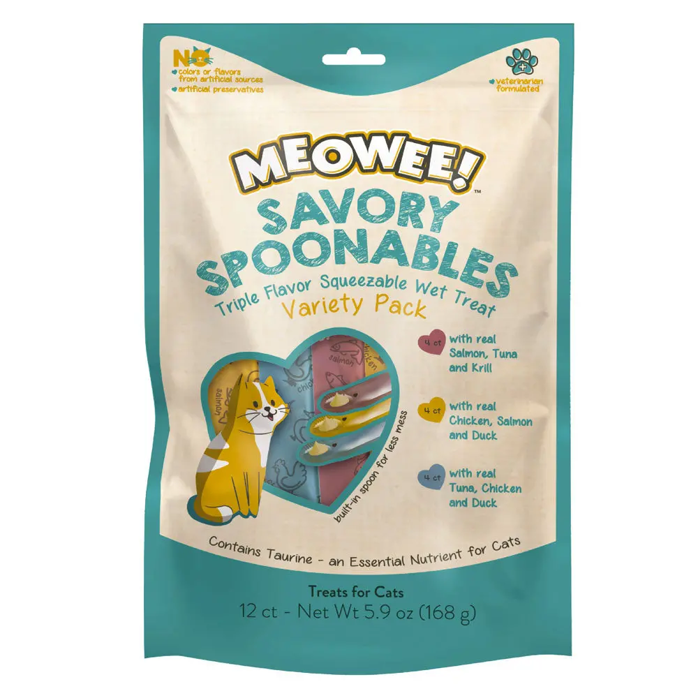Meowee! Savory Spoonables Variety Pack Wet Treats For Cats 1