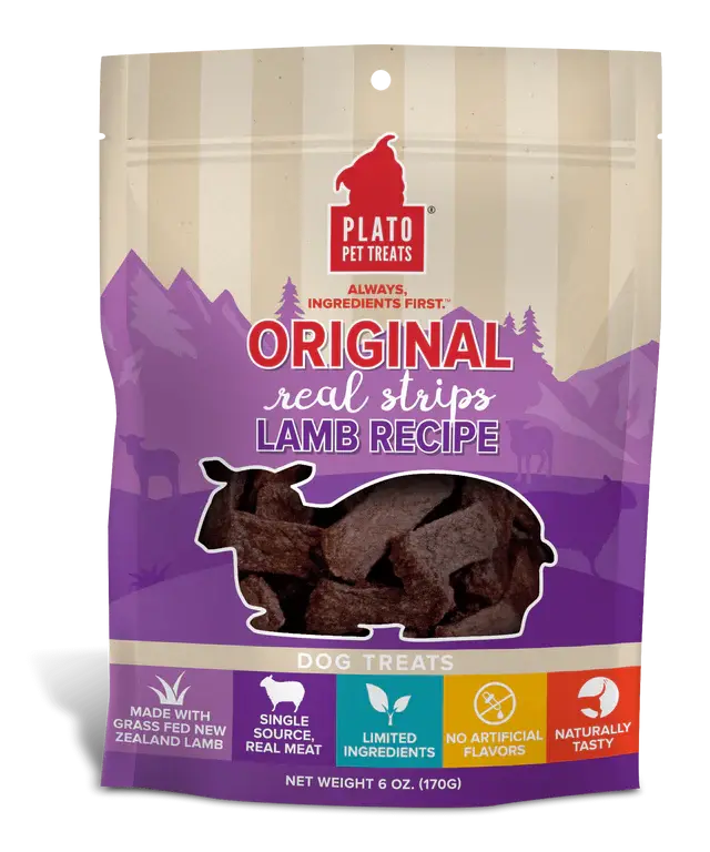 Plato Original Real Strips Lamb Dog Treats 1