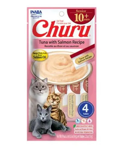 Inaba Churu Senior 10+ Tuna With Salmon Recipe Cat Treat 1