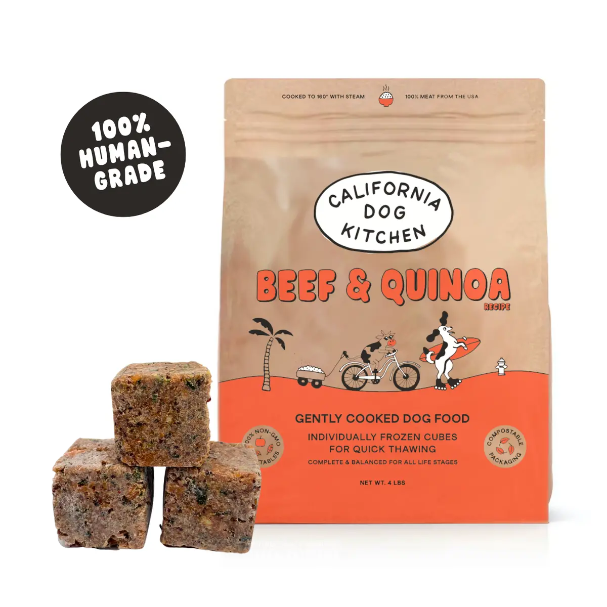 California Dog Kitchen Gently Cooked Beef & Quinoa Recipe Frozen Dog Food 1