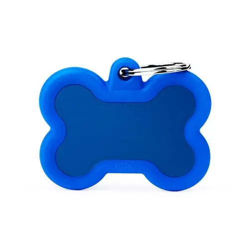Myfamily Hushtag Big Blue Aluminum Bone Id Tag With Rubber 1