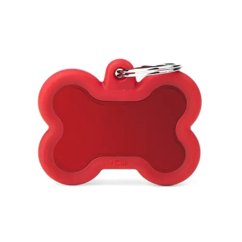 Myfamily Hushtag Big Red Aluminum Bone Id Tag With Rubber 1