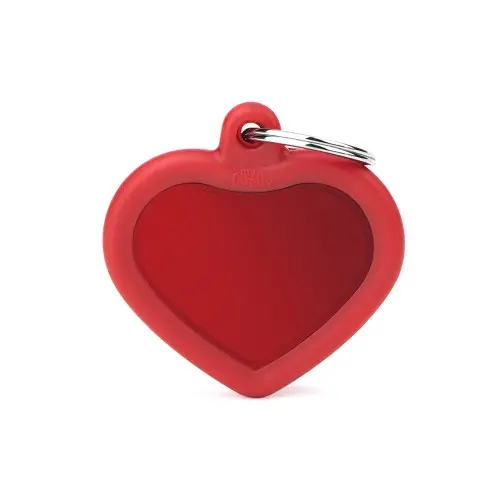 Myfamily Hushtag Red Aluminum Heart Id Tag With Rubber 1