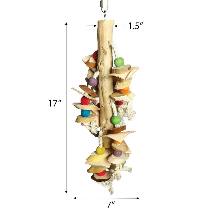 A & E Cage Happy Beaks Real Wood With Hanging Wood Cylinders Bird Toys 1