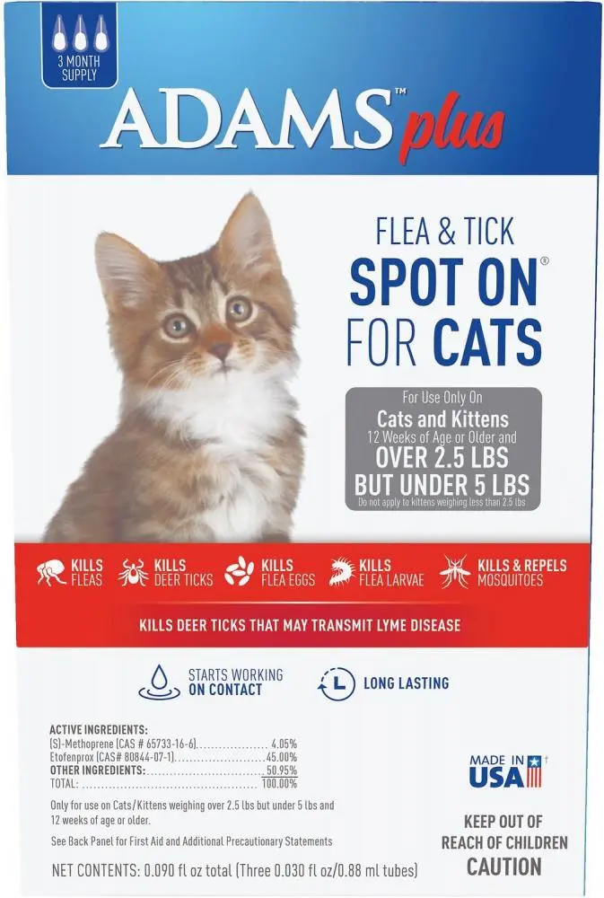 Adams Plus Spot On Flea & Tick For Cats Under 5Lbs 1