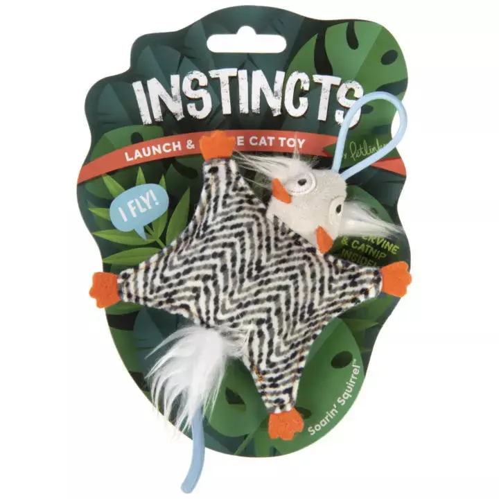 Petlinks® Instincts Soarin' Squirrel™ Happynip™ Silvervine & Catnip Crinkle Plush Launch And Chase Cat Toy 1