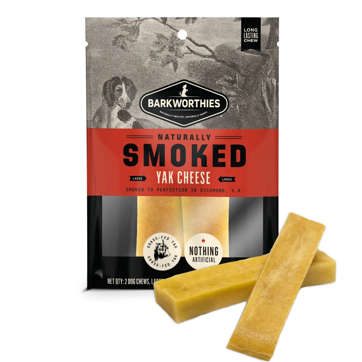 Barkworthies Naturally Smoked Large Yak Cheese Dog Treats 1