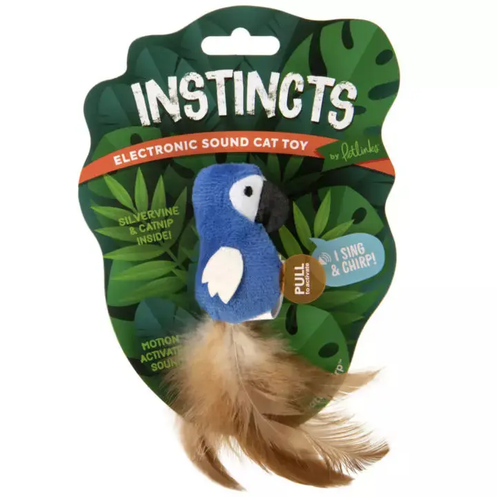 Petlinks® Instincts Chatty Chirp™ Plush Happynip™ Silvervine & Catnip Bird Electronic Sound Cat Toy 1