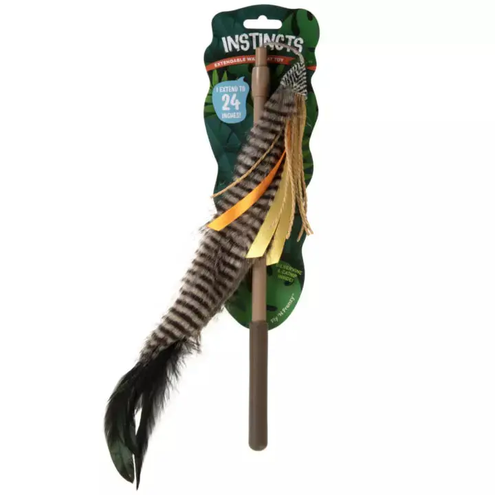 Petlinks® Instincts Fly 'N Frenzy™ Extendable Plush Wand Cat Toy With Happynip™ Silvervine & Catnip 1