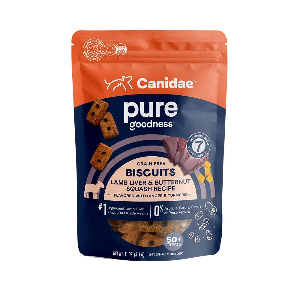 Canidae Pure Grain Free Dog Treat Biscuits - Lamb Liver & Butternut Squash 1