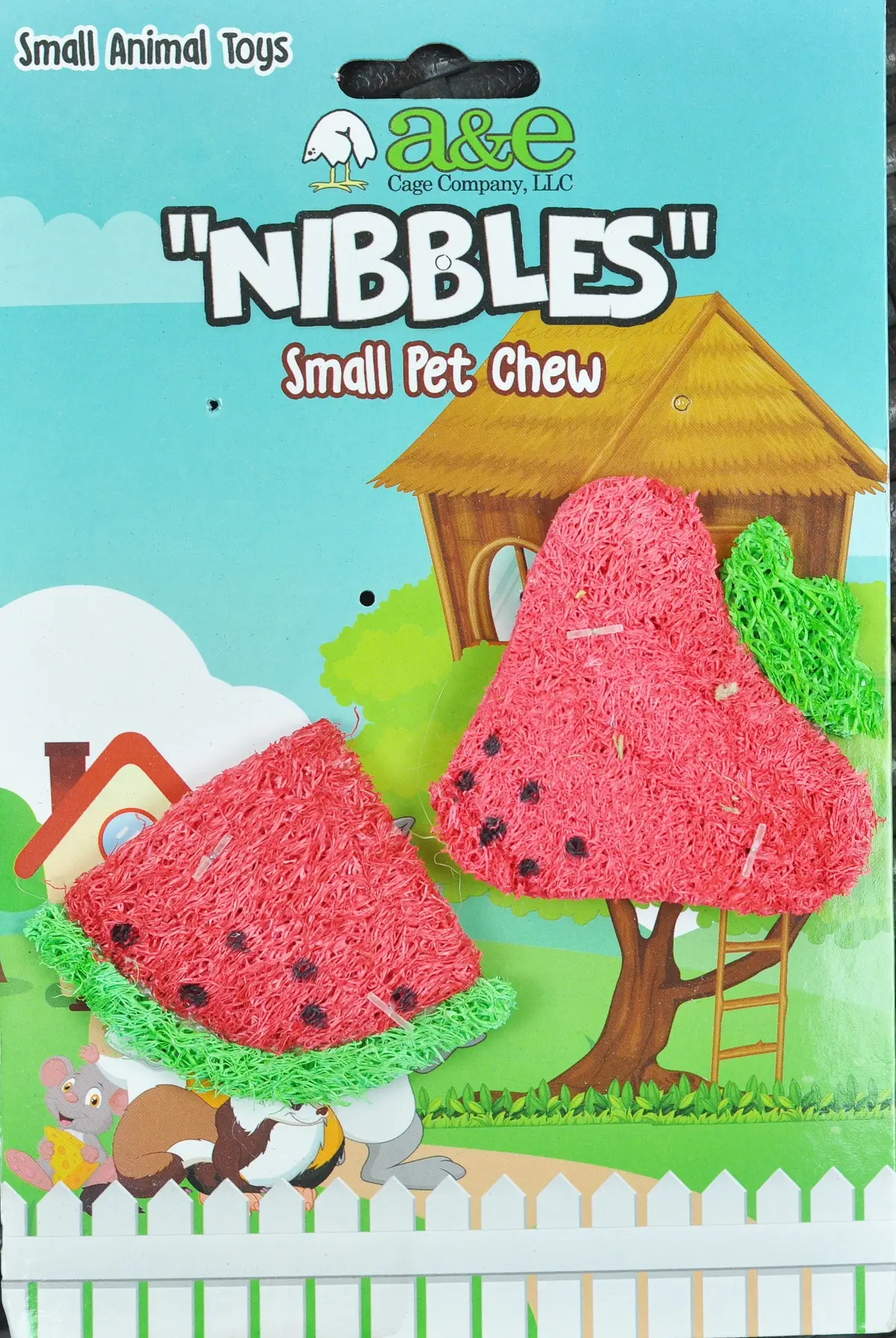 A&E Cage Loofah Strawberry And Watermelon Slice Small Animal Toy 1