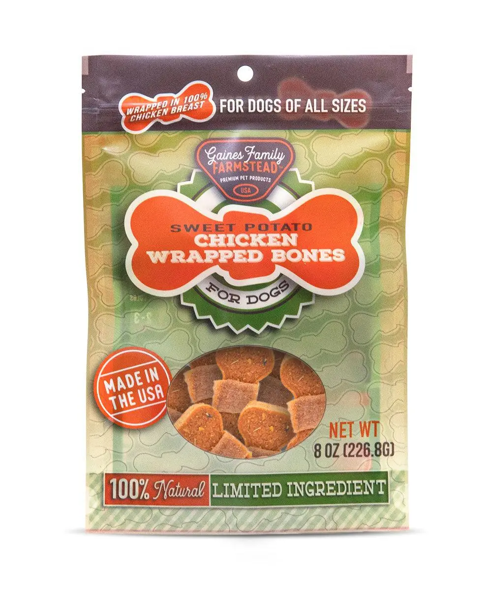 Gaines Family Farmstead Chicken Wrapped Sweet Potato Bones Dog Treats 1