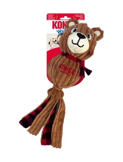 Kong Holiday Wubba Corduroy Bear Dog Toy 1