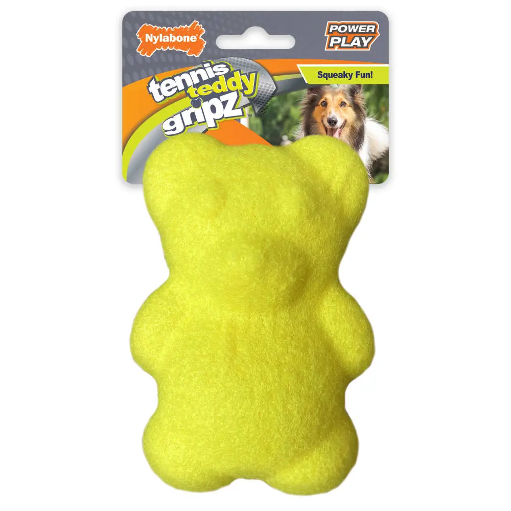 Nylabone Power Play Tennis Teddy Gripz Bear Dog Toy 1