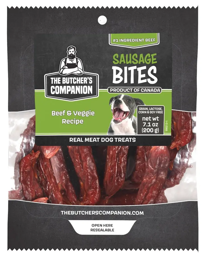 The Butcher's Companion Sausage Bites Beef & Veggie Recipe Dog Treats 1