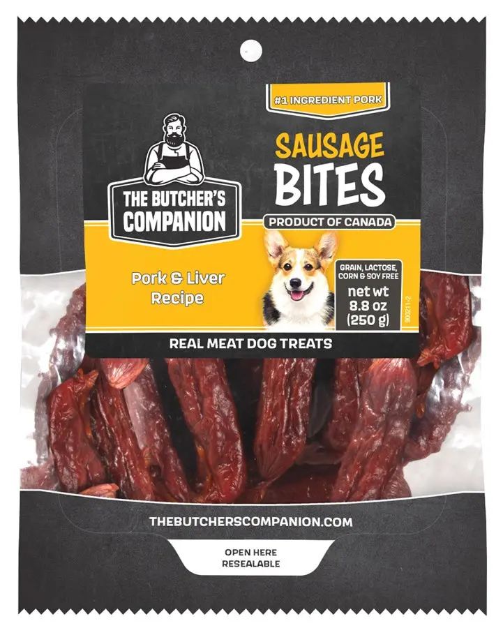 The Butcher's Companion Sausage Bites Pork & Liver Recipe Dog Treats 1