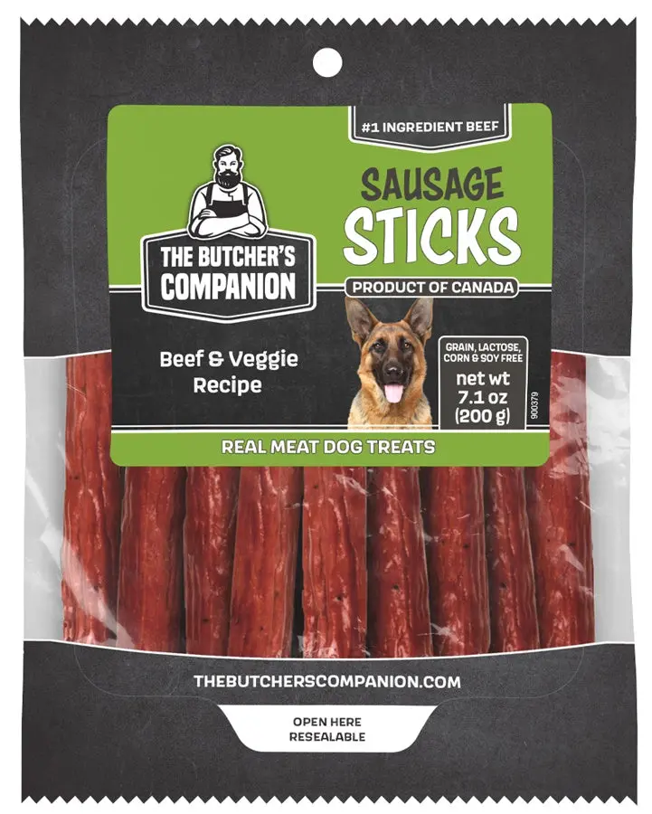Butcher's Companion Dog Sausage Sticks Beef & Veg 7.1Oz 1