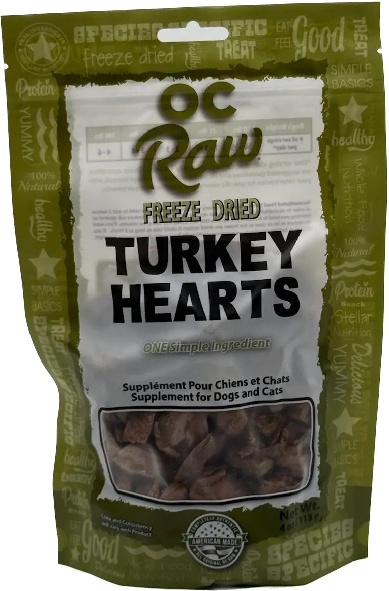 Oc Raw Dog Freeze Dried Turkey Hearts 4Oz 1