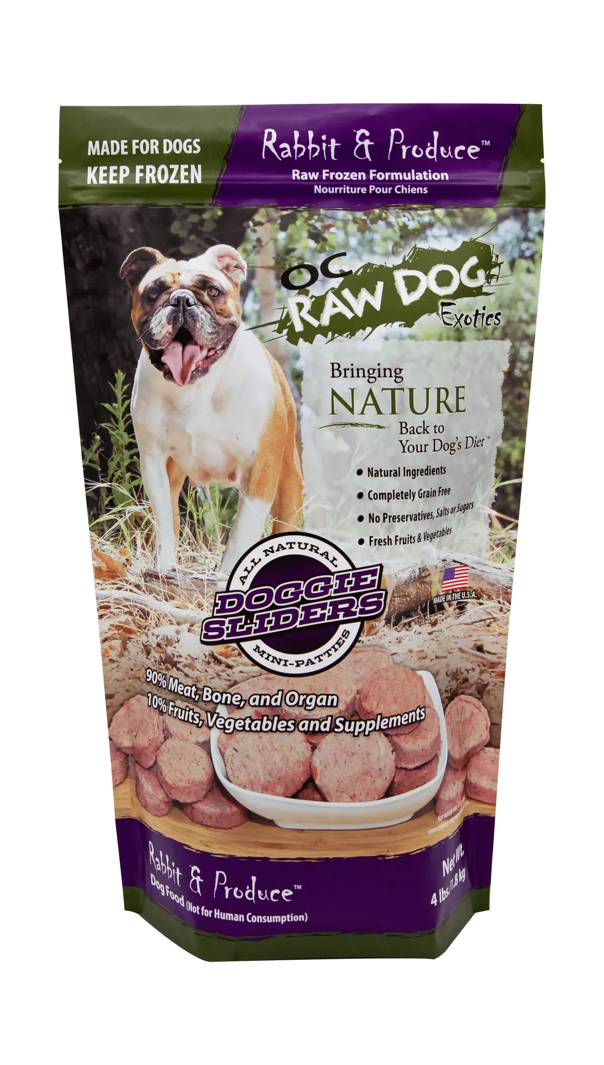 Oc Raw Dog Rabbit Produce Sliders 4Lb 1