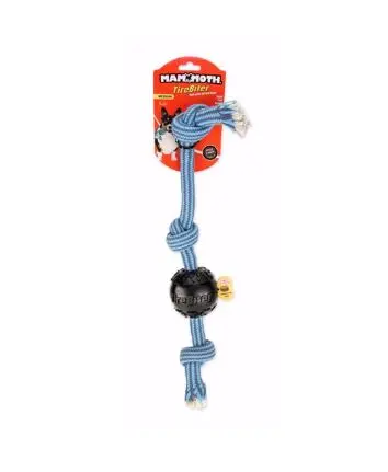 Mammoth Tirebiter Ball With Extra 3 Knot Rope Dog Toy 1