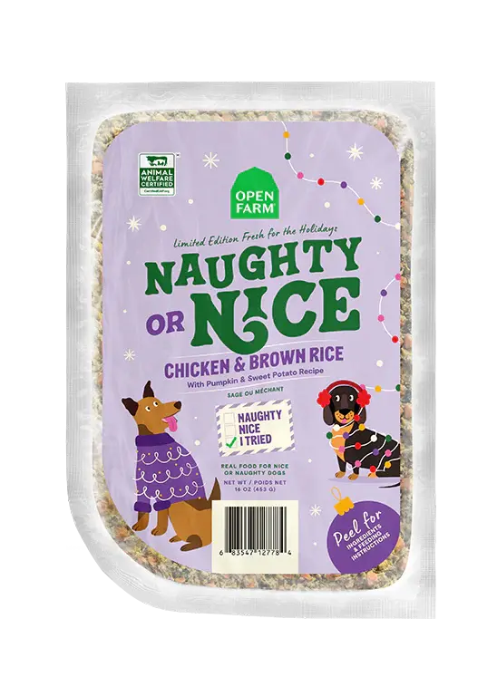 Open Farm Naughty Or Nice Chicken & Brown Rice Gently Cooked Recipe Frozen Dog Food 1
