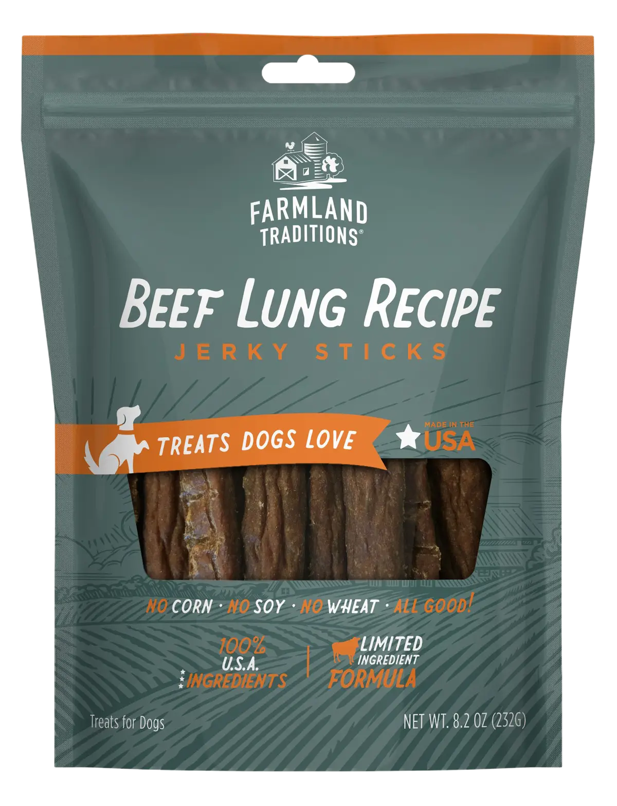 Farmland Traditions Beef Lung Recipe Jerky Sticks Dog Treats 1