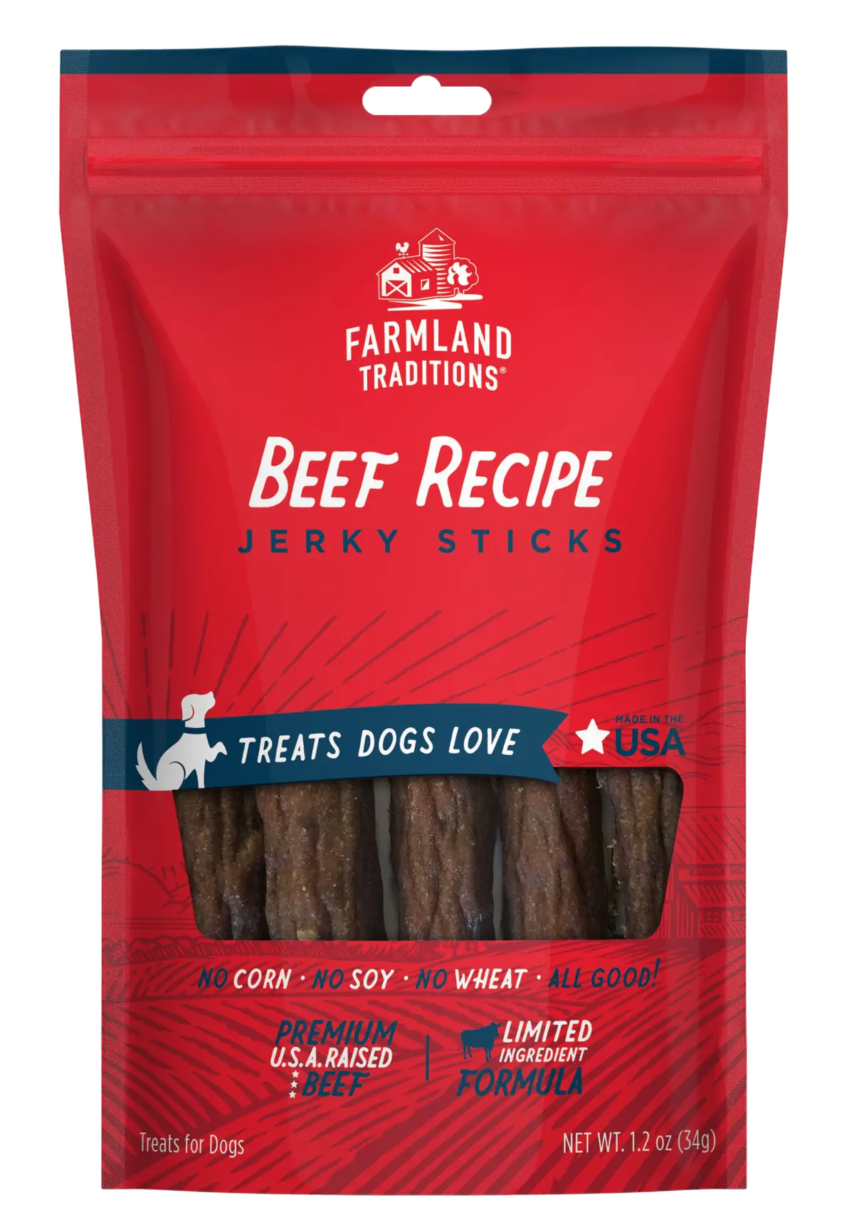 Farmland Traditions Beef Recipe Jerky Sticks Dog Treats 1