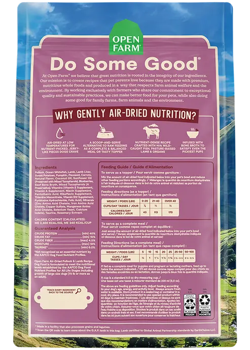 Open Farm Air Dried Pollock & Lamb Recipe For Dogs 2