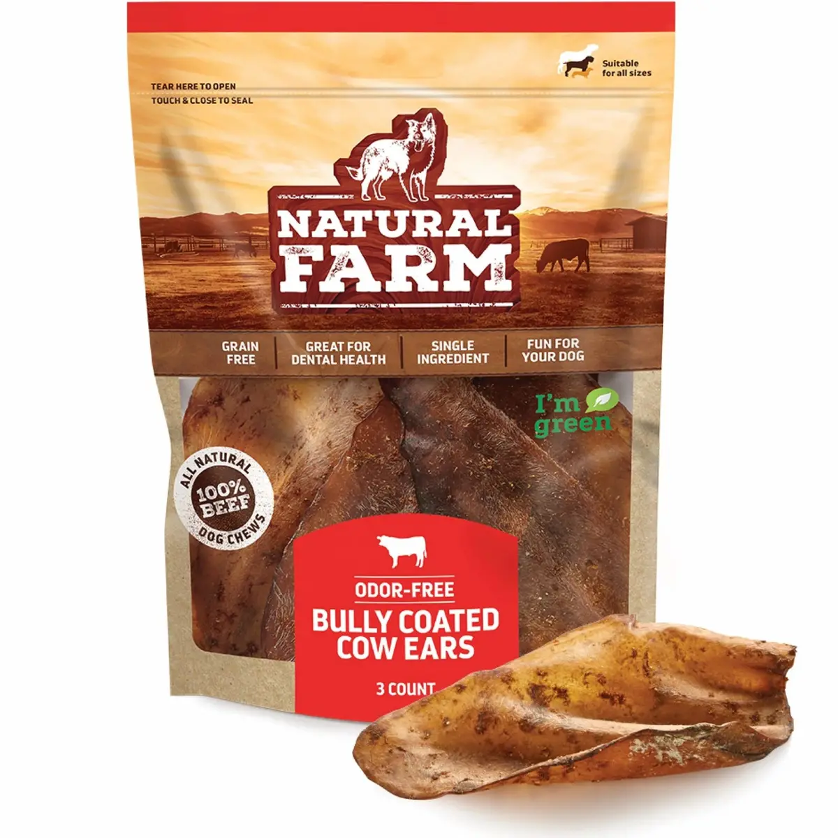 Natural Farm Natural Cow Ears Bully Stick Flavor Dog Treats 1