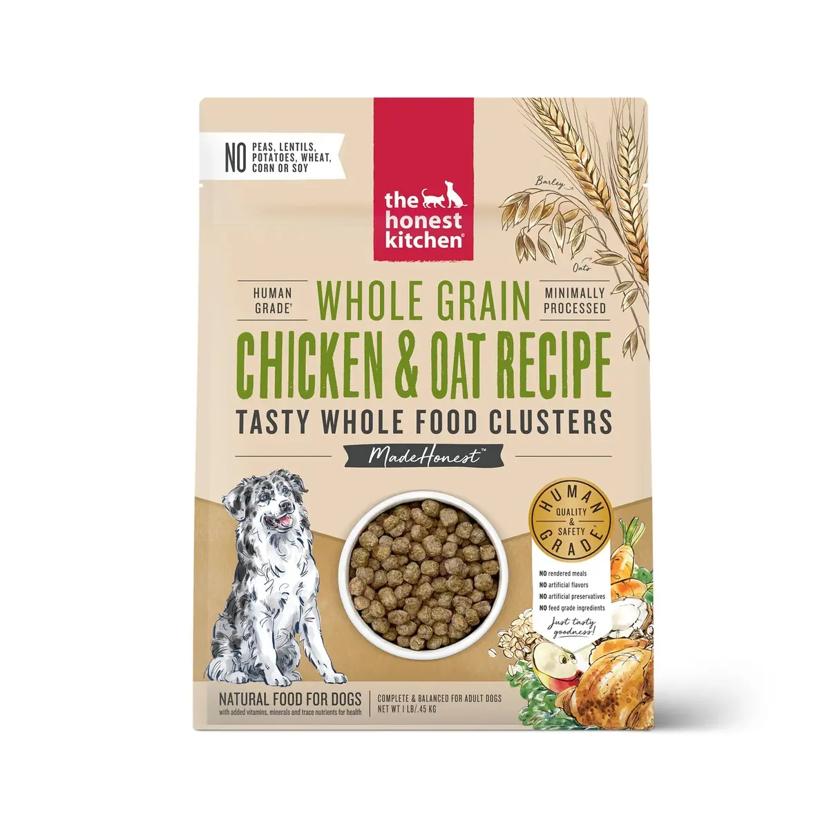 The Honest Kitchen Whole Grain Chicken Clusters Dry Dog Food Chicken & Oat Recipe 1