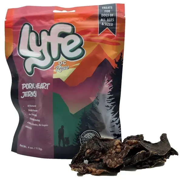 Oc Raw Lyfe Pork Heart Jerky Dog Treats 1