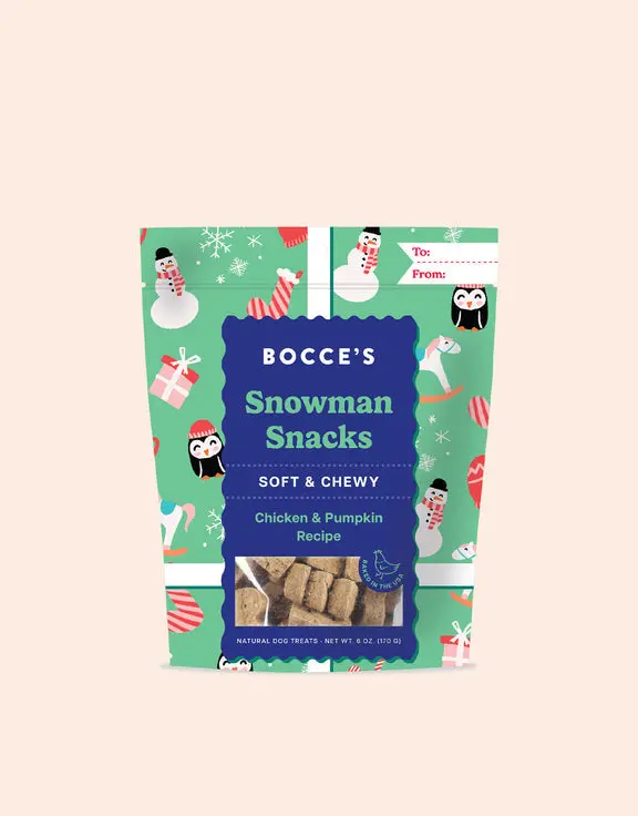 Bocce's Bakery Snowman Snacks Soft & Chewy Dog Treats 1