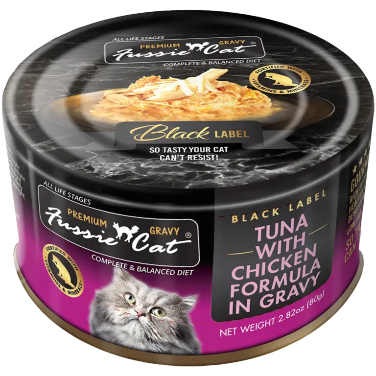 Fussie Cat Black Label Tuna With Chicken Formula In Gravy Wet Cat Food 1